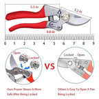 LANSGA 2 in. Pruning Shears 1 in. Cutting Capacity, Red Professional Bypass