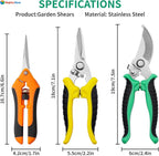 LANSGA Pruning Scissors Garden Shears Hand Tools Plant Trimming Pruners 3 PCS