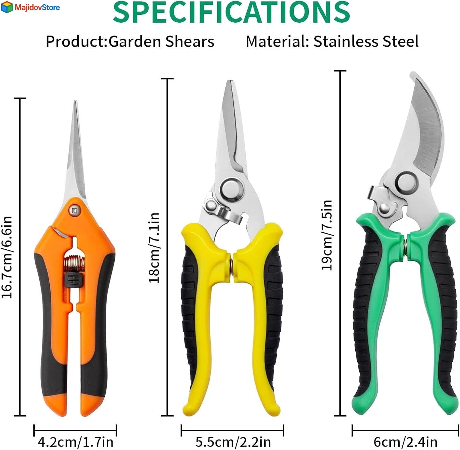LANSGA Pruning Scissors Garden Shears Hand Tools Plant Trimming Pruners 3 PCS