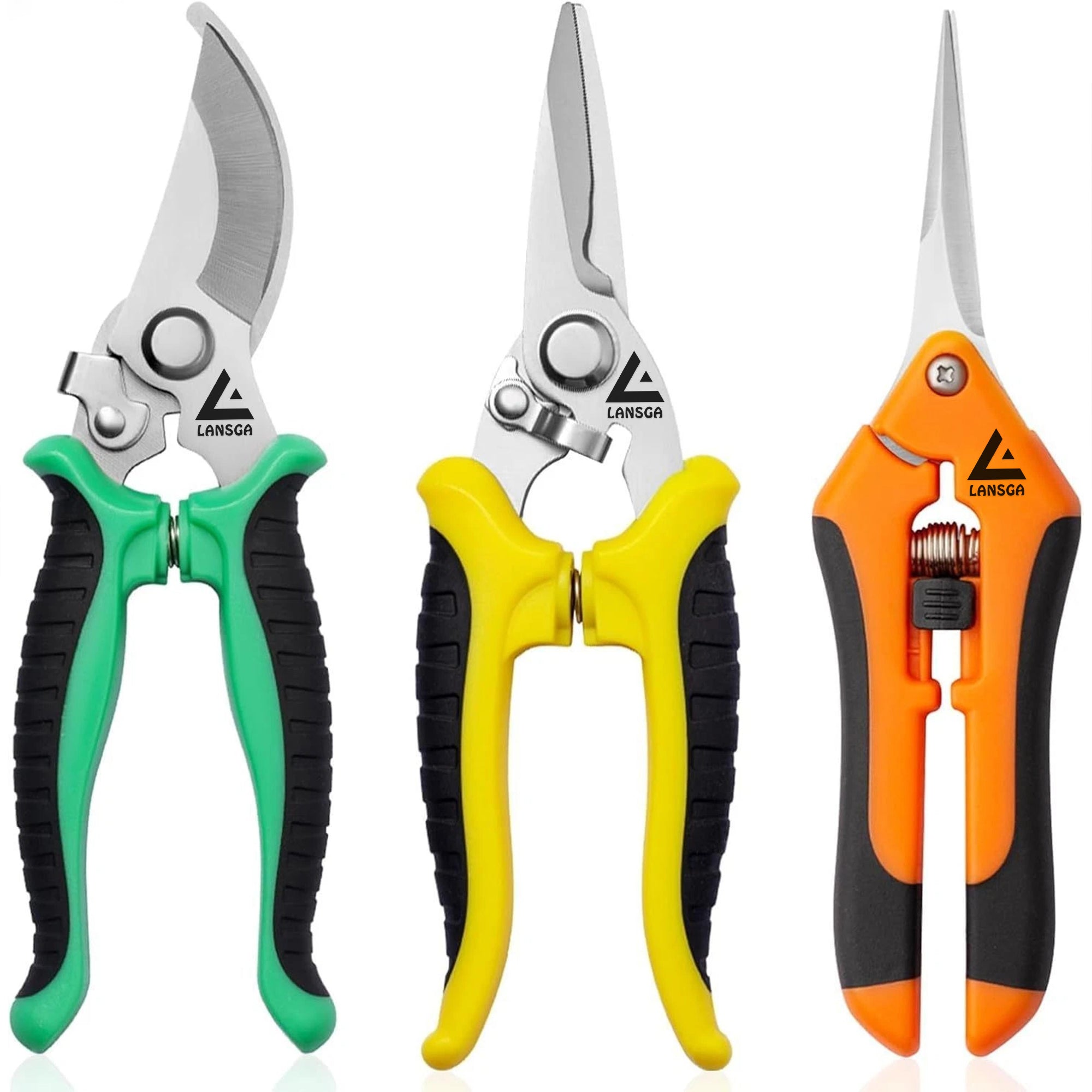 LANSGA Pruning Scissors Garden Shears Hand Tools Plant Trimming Pruners 3 PCS