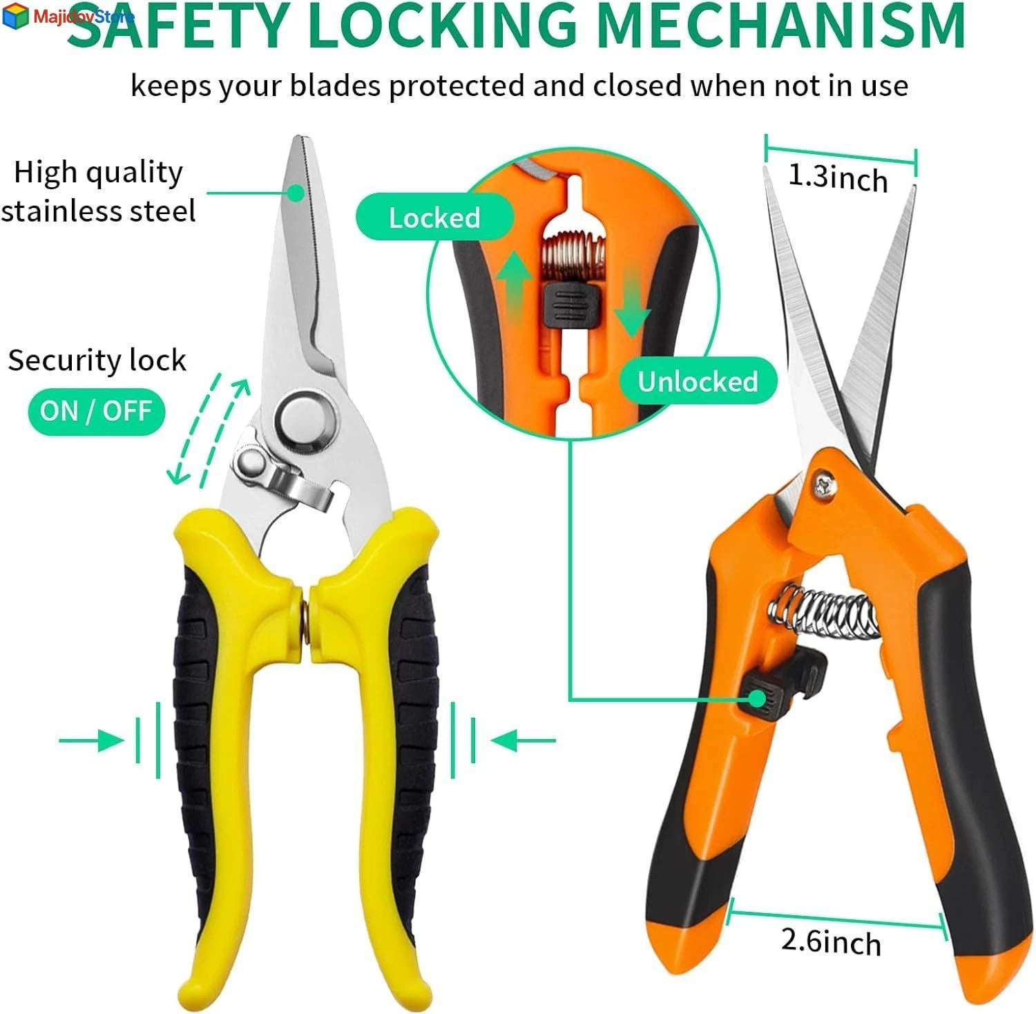 LANSGA Pruning Scissors Garden Shears Hand Tools Plant Trimming Pruners 3 PCS