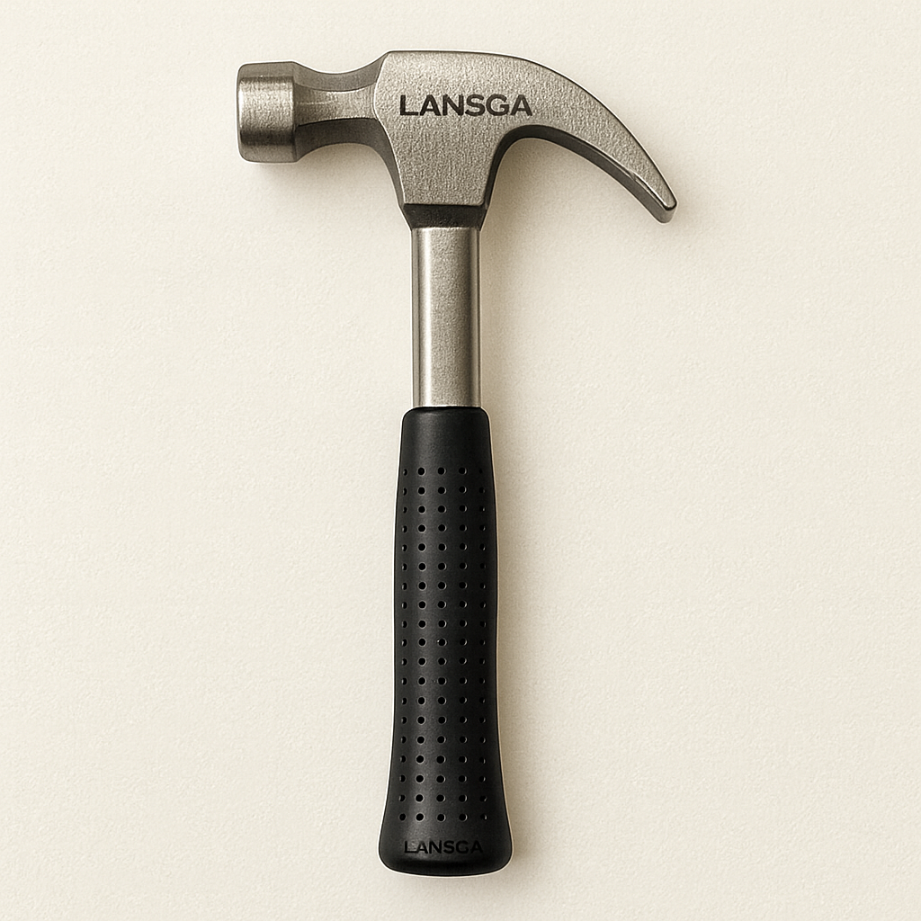 LANSGA Tools Harden 8 oz Claw Hammer - Solid Tubular Steel Handle - Forged Fine Grain Steel Head - Non slip rubber grip handle