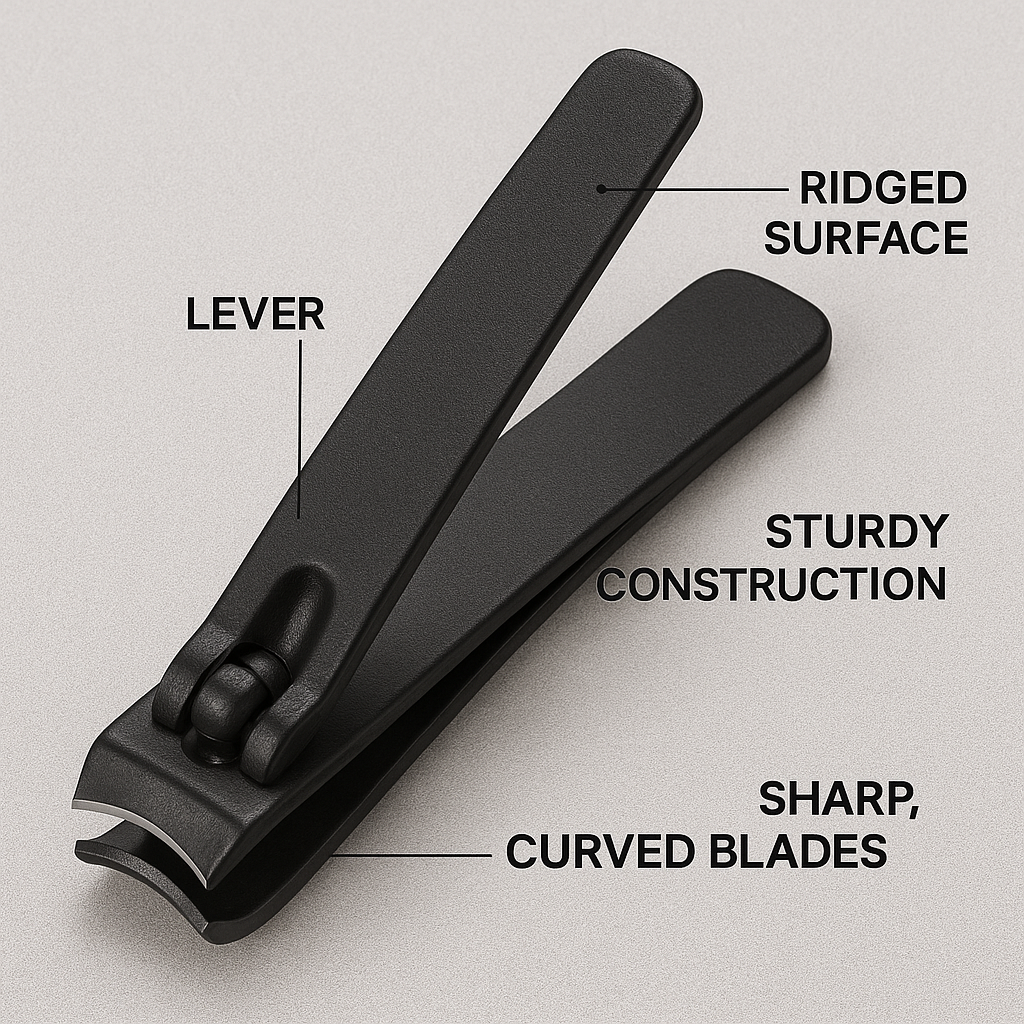 LANSGA Heavy Duty Straight Blade Nail Clippers for Thick Toenails, Professional Stainless Steel Fingernail Toenail Clippers Trimmers - Thick Wide Jaw Toe Nail Clippings for Seniors, Men & Women (Black)