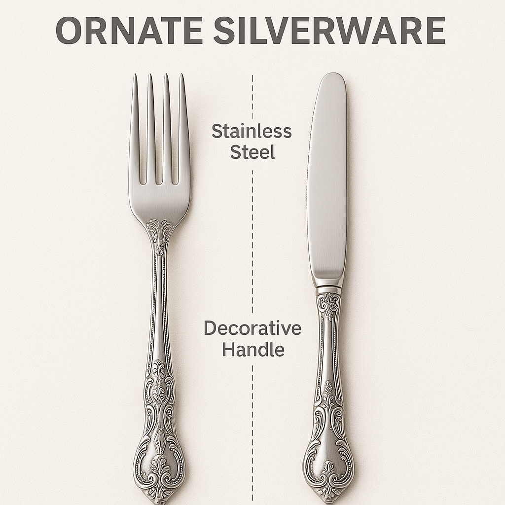 LANSGA Premium  Regalia 20-Piece 18/10  Stainless Steel Flatware Set – European Classical Luxury Silverware Set, Dishwasher Safe for Everyday Meals and Formal Entertaining