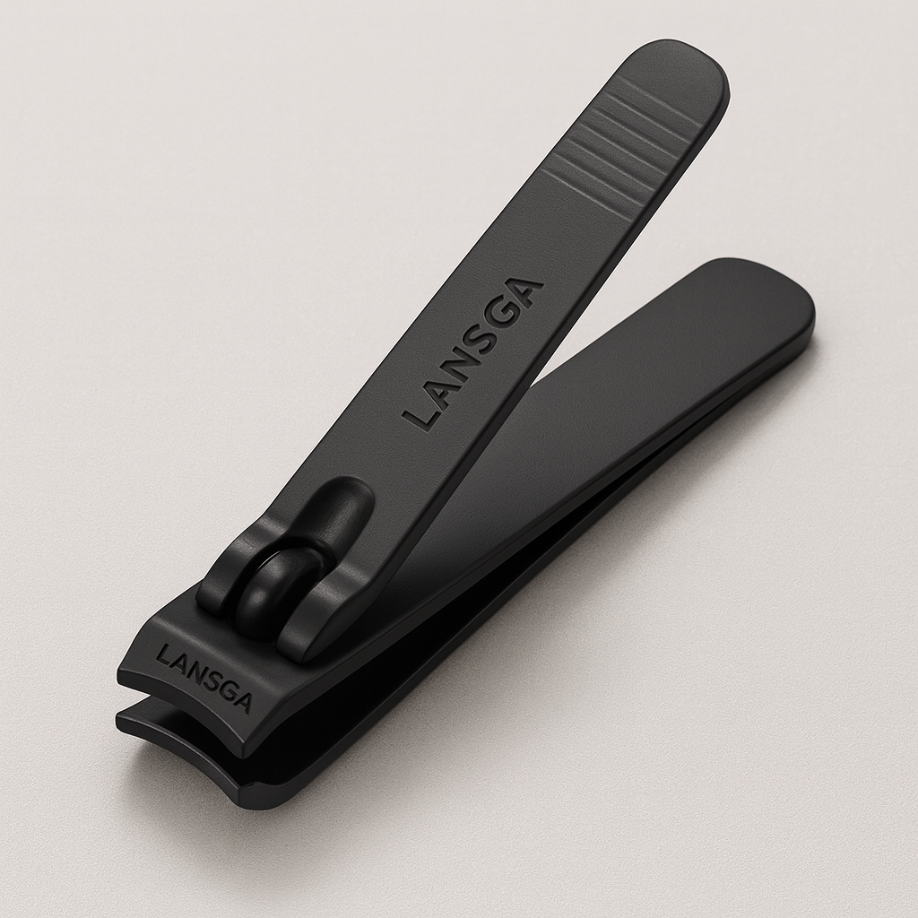 LANSGA Heavy Duty Straight Blade Nail Clippers for Thick Toenails, Professional Stainless Steel Fingernail Toenail Clippers Trimmers - Thick Wide Jaw Toe Nail Clippings for Seniors, Men & Women (Black)