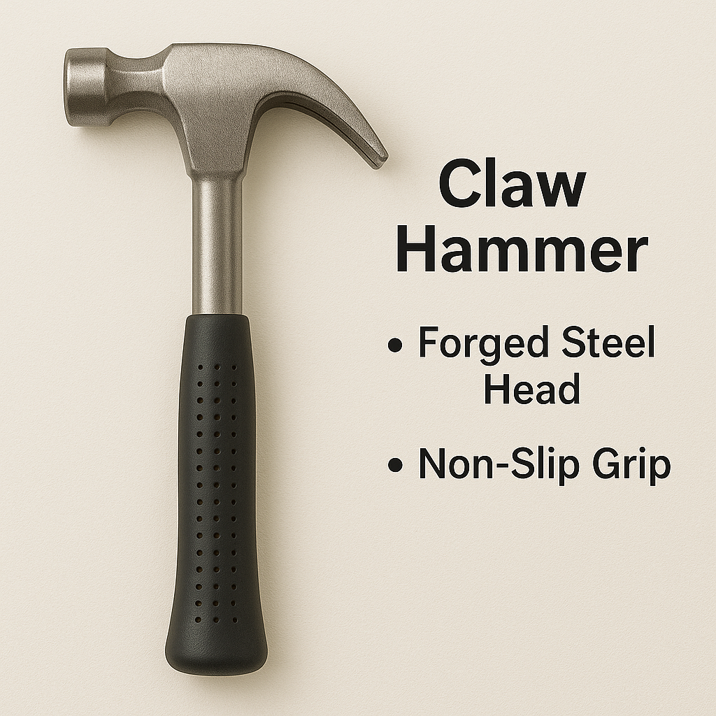 LANSGA Tools Harden 8 oz Claw Hammer - Solid Tubular Steel Handle - Forged Fine Grain Steel Head - Non slip rubber grip handle