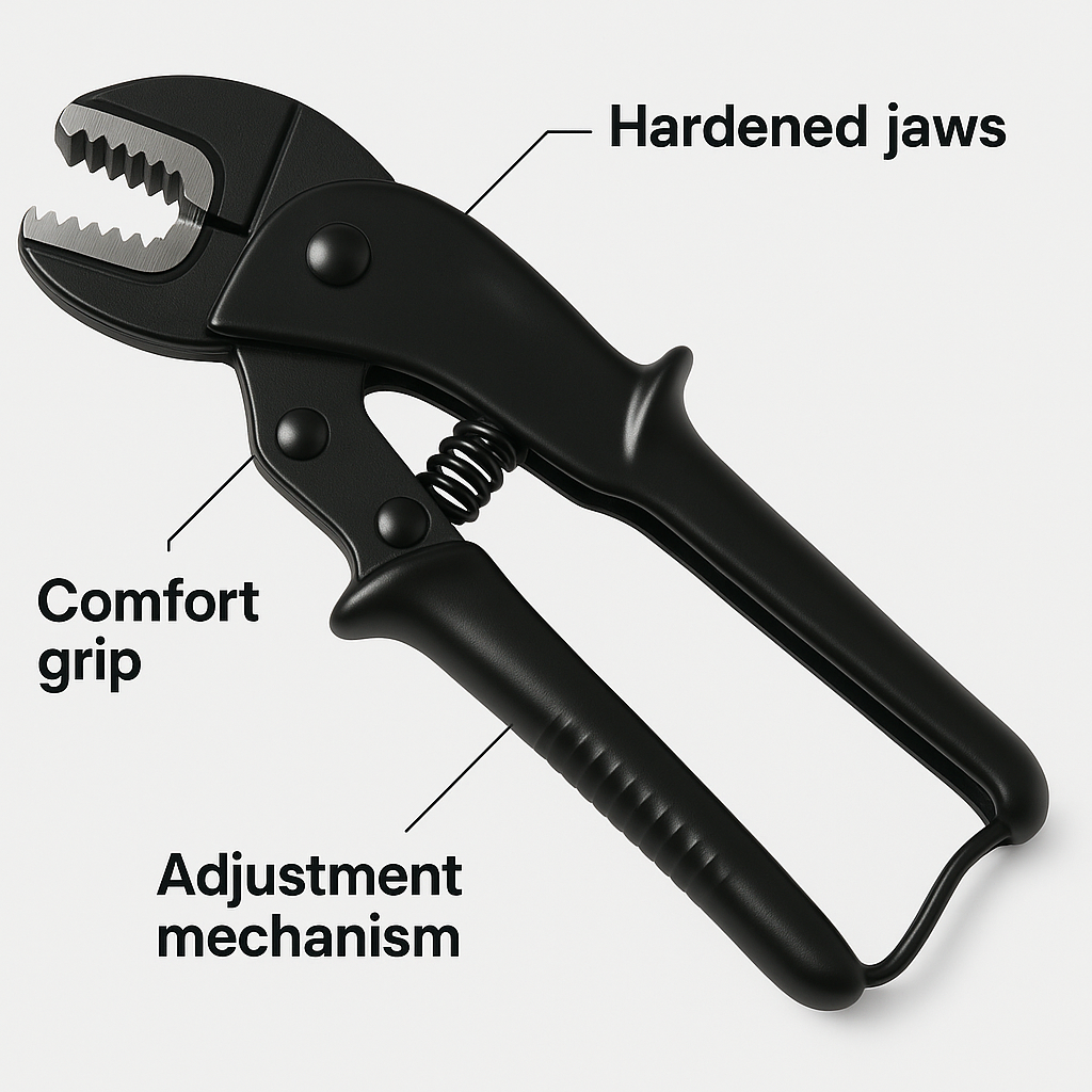 LANSGA Cobra XS Mini Water Pump Pliers, 100 mm, Nuts to 24 mm, Pipes to 28 mm, Self-Locking, Fine Adjustment by Button Push