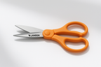 LANSGA Orange-Handled Straight Detail Scissors, Stainless Steel Blades, Ambidextrous Double-loop Handle
