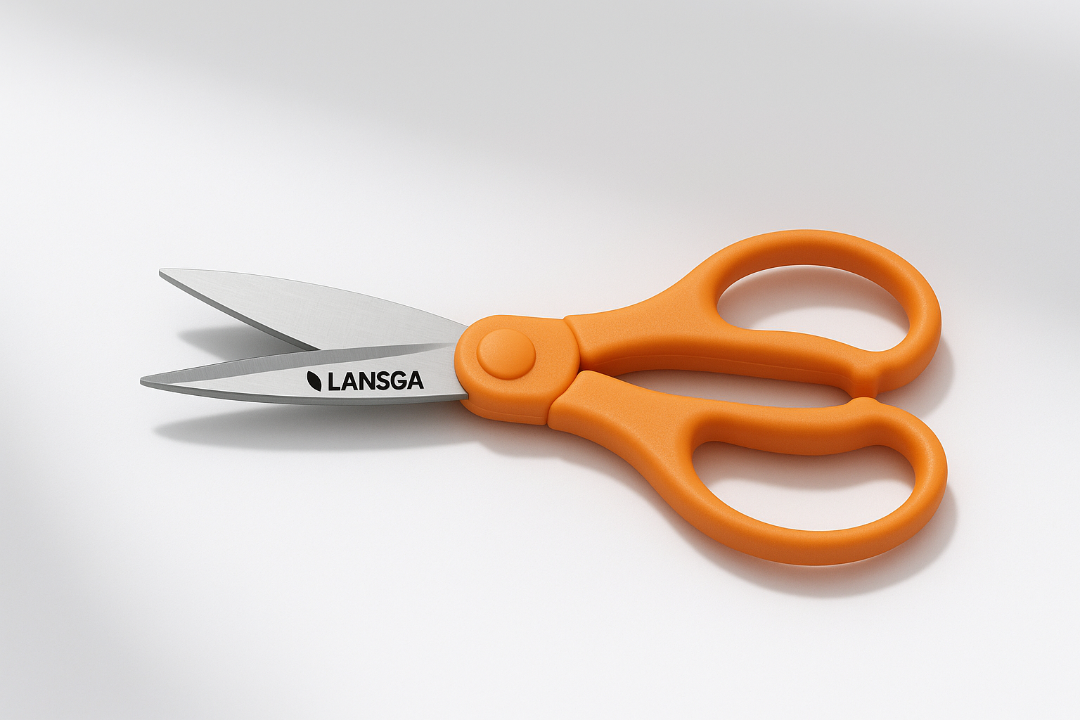 LANSGA Orange-Handled Straight Detail Scissors, Stainless Steel Blades, Ambidextrous Double-loop Handle