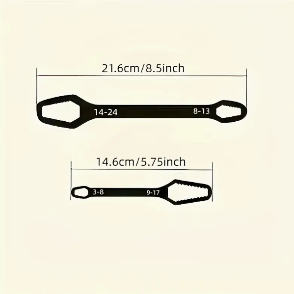 LANSGA 2pcs Black Universal Wrench,8-22mm Universal Torx Wrench,Double-ended Self-tightening Adjustable All in One Tool