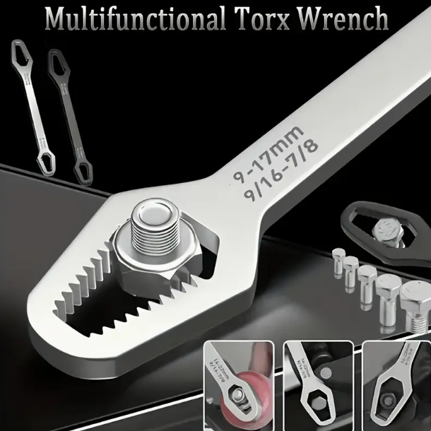 LANSGA 2pcs Black Universal Wrench,8-22mm Universal Torx Wrench,Double-ended Self-tightening Adjustable All in One Tool
