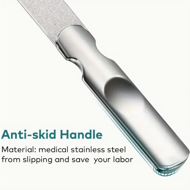 LANSGA Metal Nail File with Travel Leather Case, Medium Grit for Acrylic Nails Stainless Steel Fingernail File for Men and Women, Heavy Duty for Thick Toenails, Mini Small Travel Nail Filer Portable