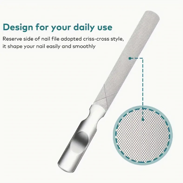 LANSGA Metal Nail File with Travel Leather Case, Medium Grit for Acrylic Nails Stainless Steel Fingernail File for Men and Women, Heavy Duty for Thick Toenails, Mini Small Travel Nail Filer Portable