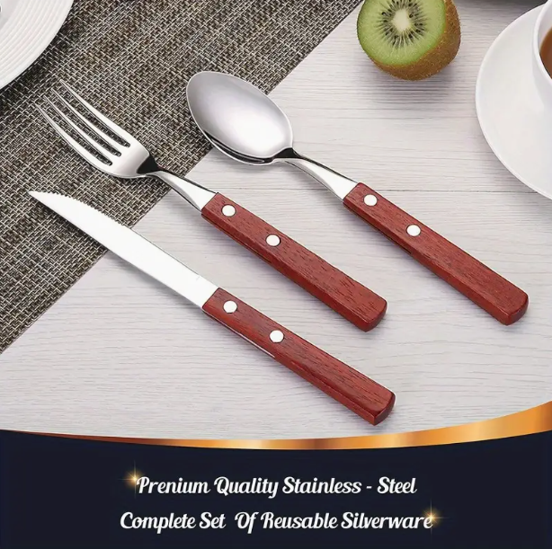 LANSGA PREMIUM QUALITY Stainless Steel travel utensils Set with case, Healthy & Eco-Friendly 3pc Full Size Fork, Spoon, Portable, reusable utensils with case